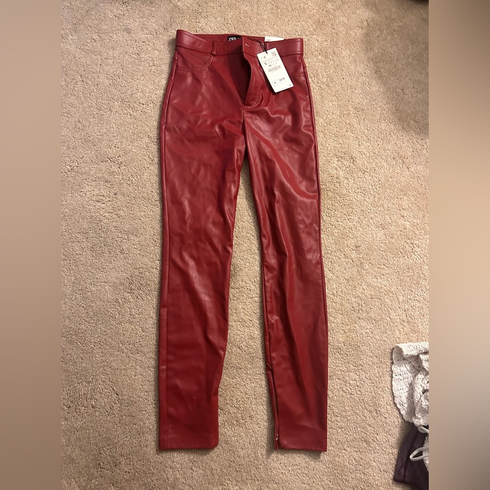 Red Leather Zara Pants